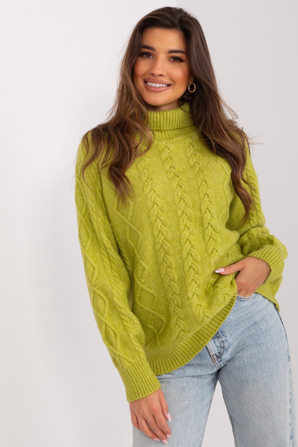Turtleneck long-sleeve plaid jumper
