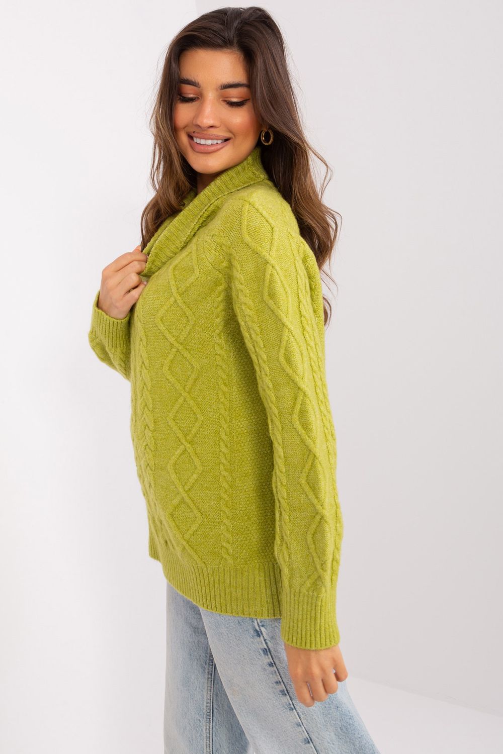 Turtleneck long-sleeve plaid jumper