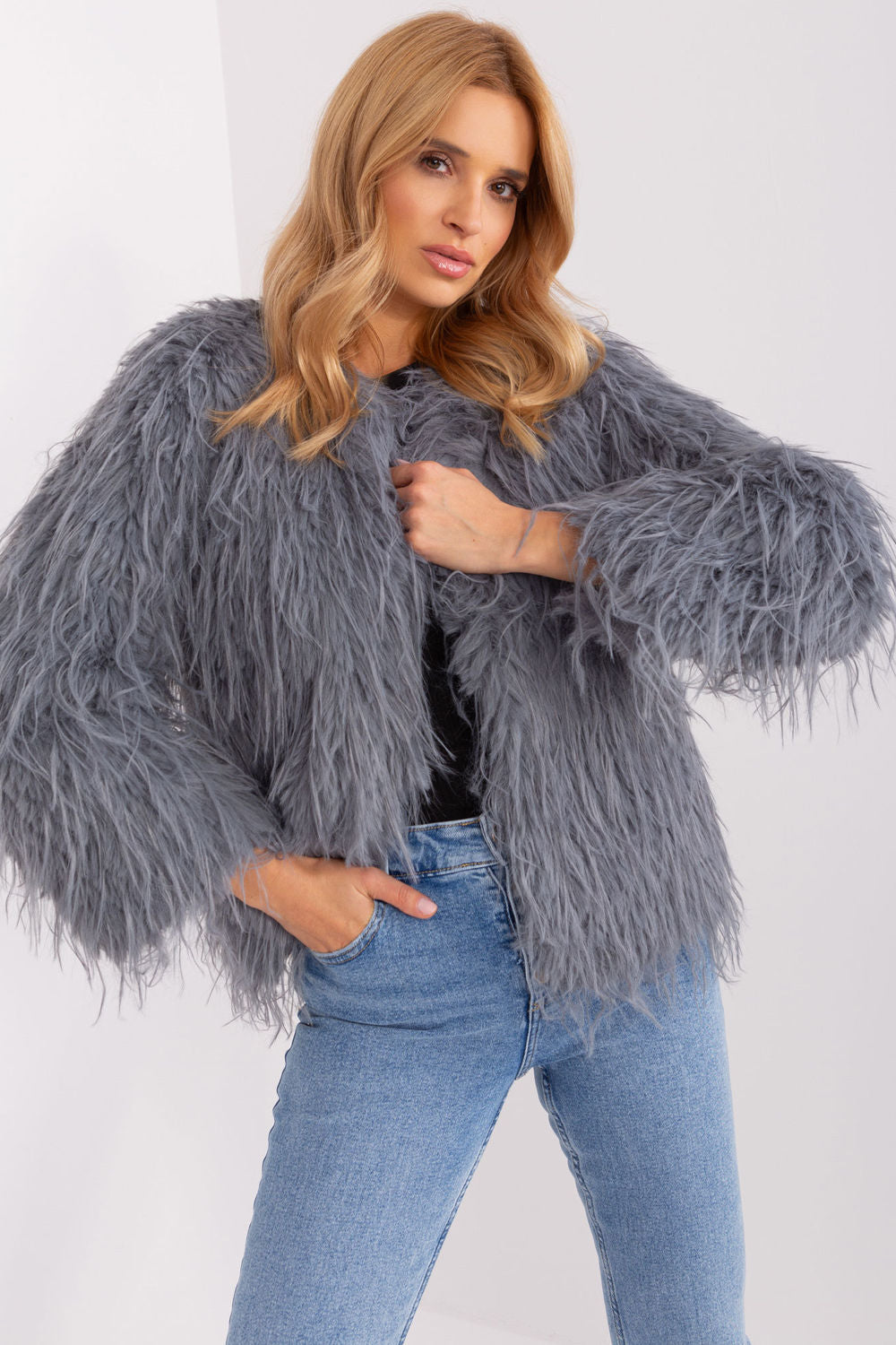 Fur-trimmed coat