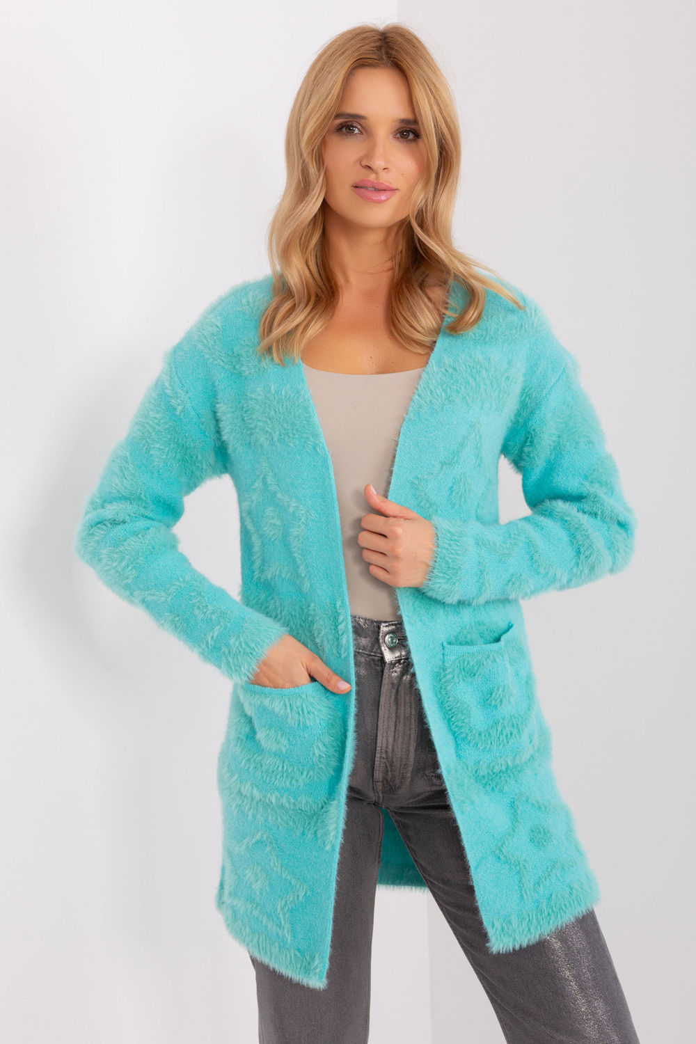 Blue textured cardigan