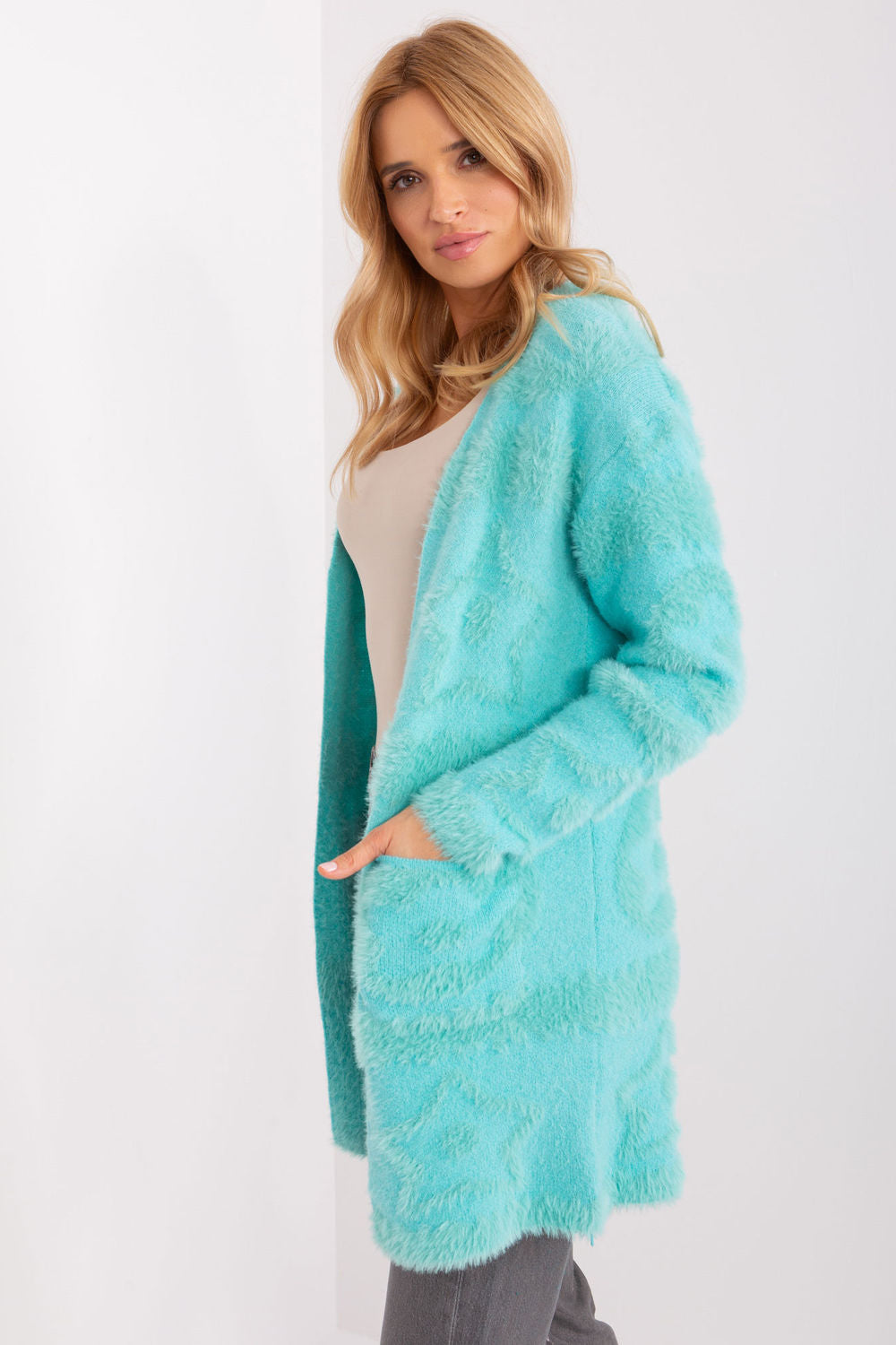 Blue textured cardigan