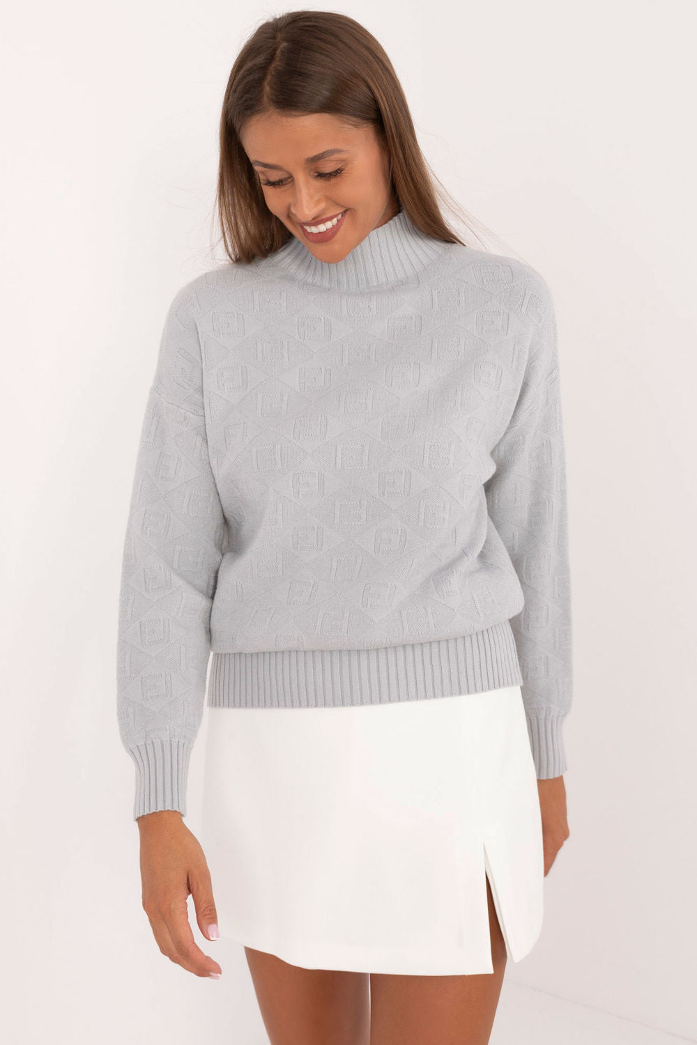 Violet turtleneck textured jumper