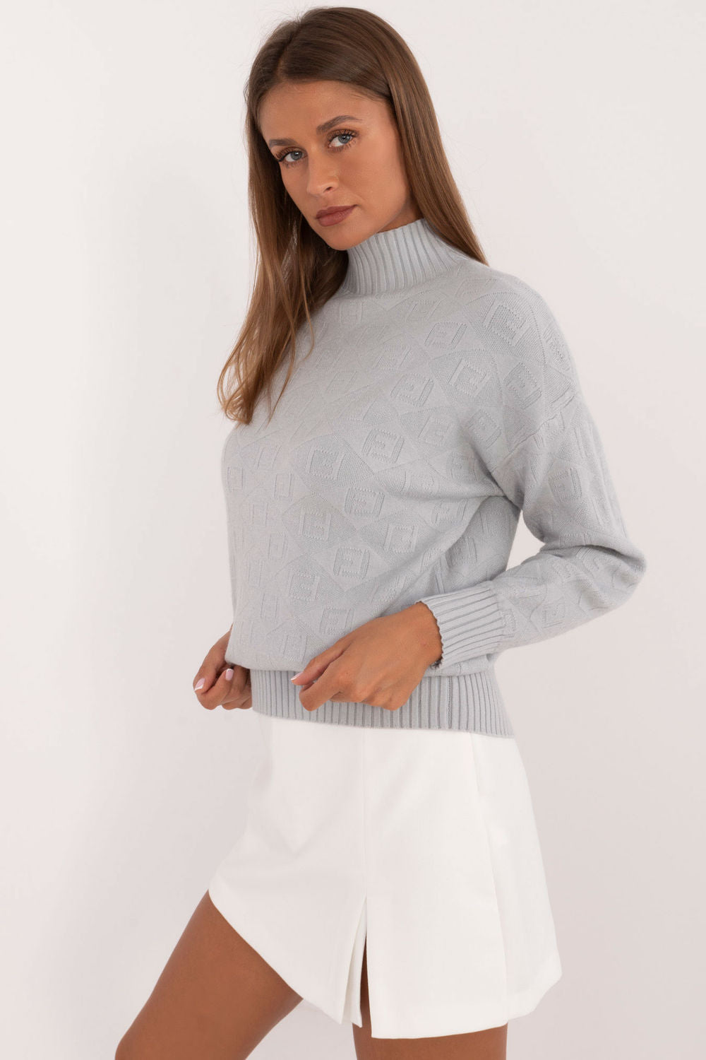 Violet turtleneck textured jumper
