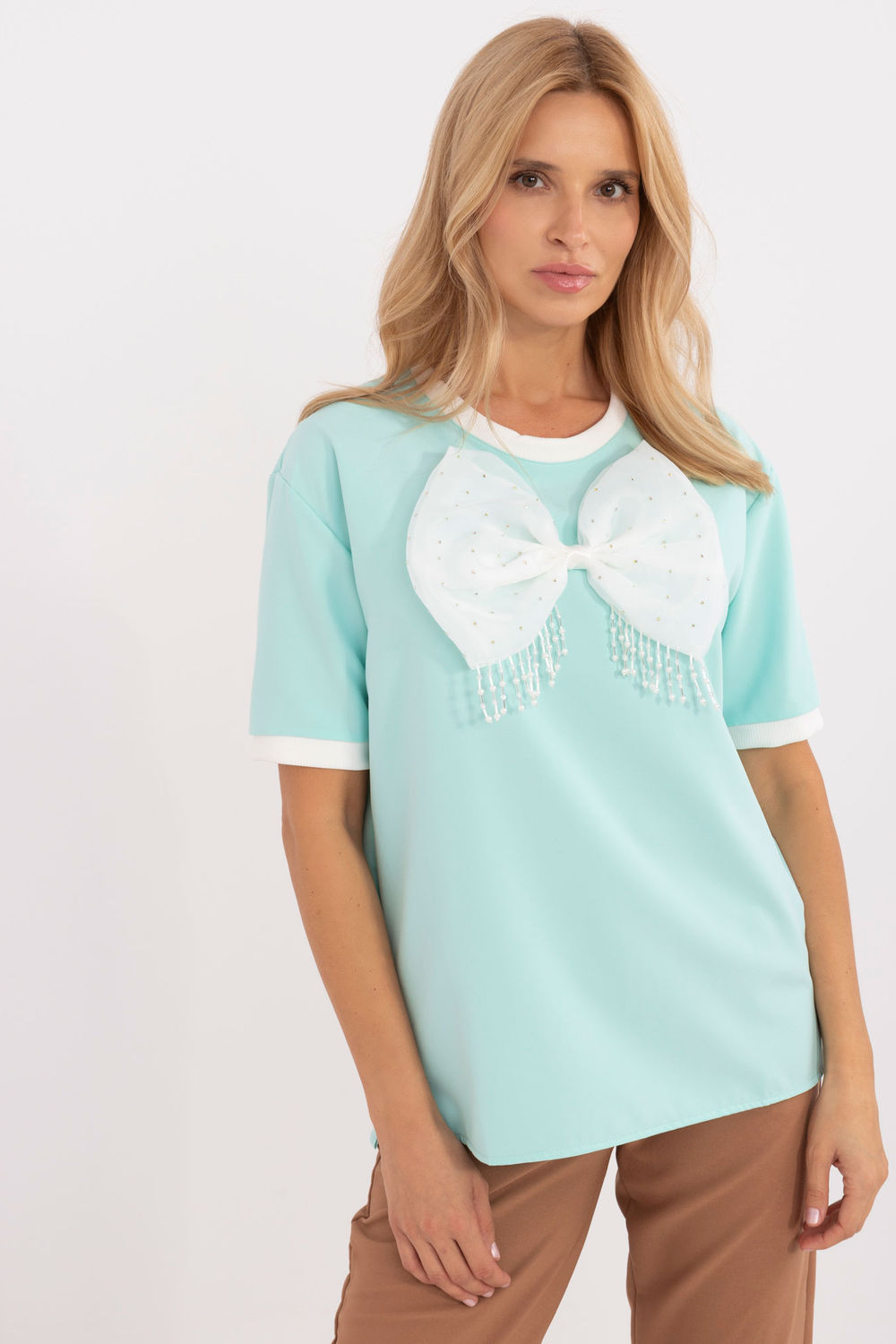 Beige blus i bomull