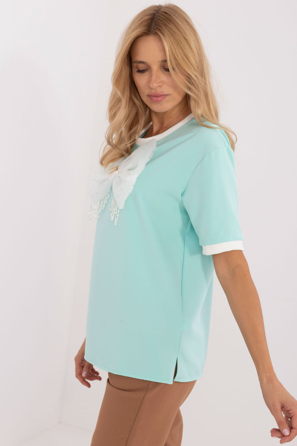 Beige blus i bomull