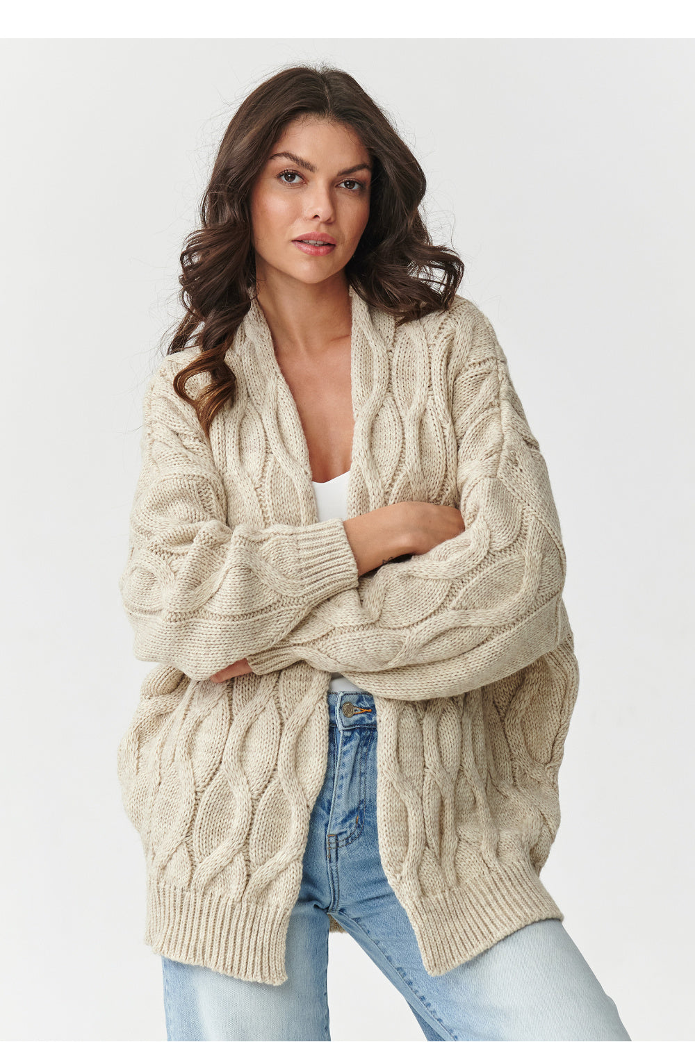 Beige oversized cardigan
