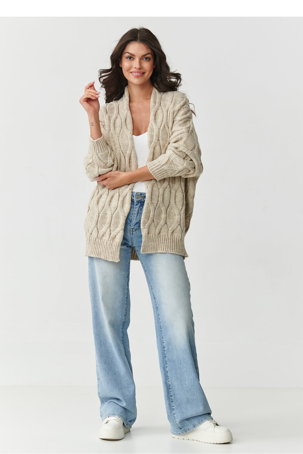 Beige oversized cardigan