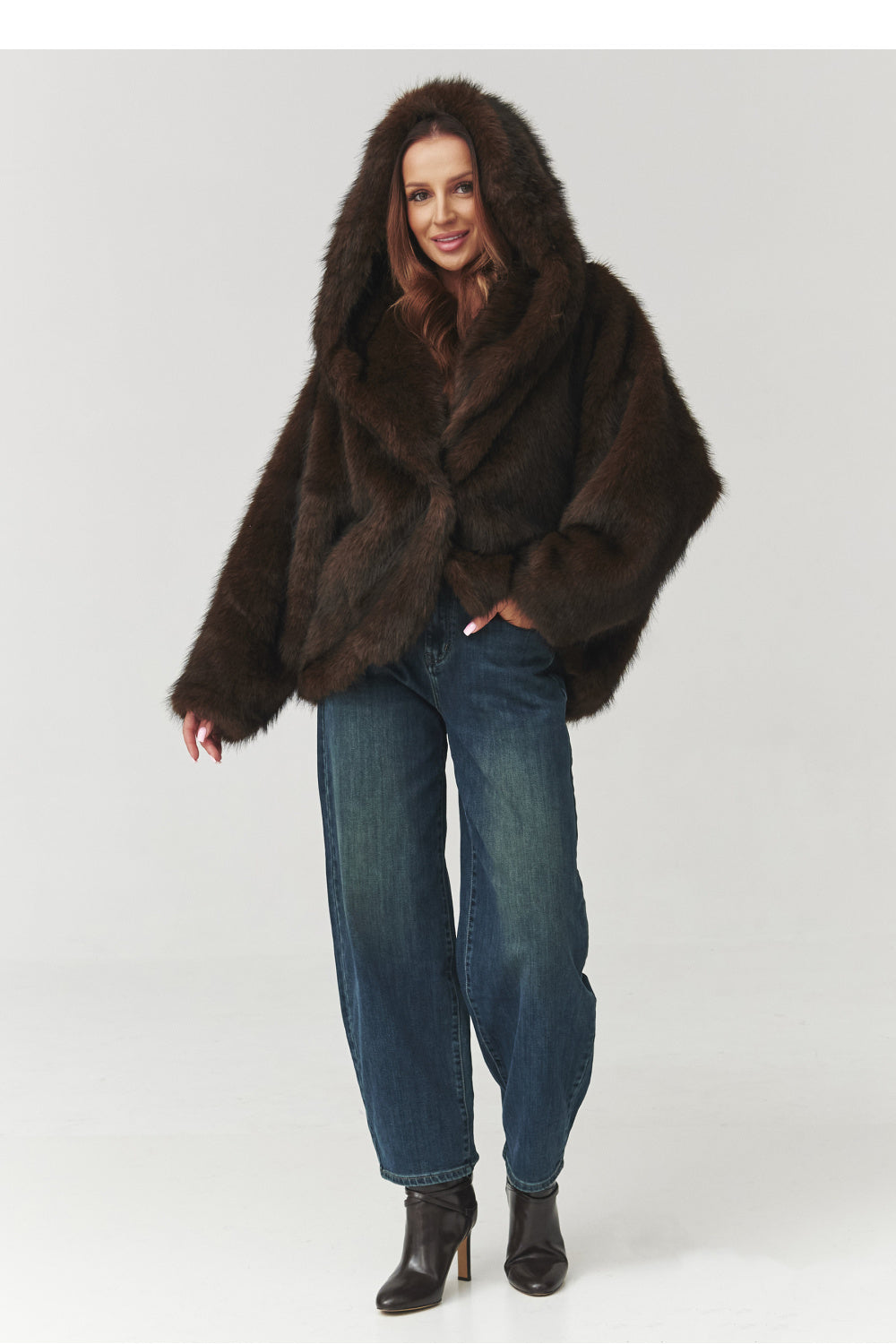 Loose faux fur coat
