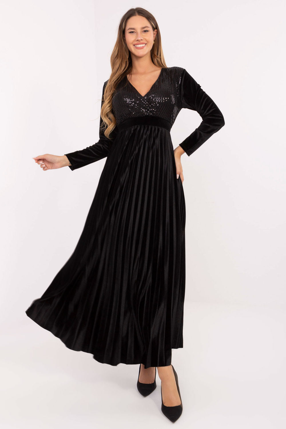 Pleated evening dress