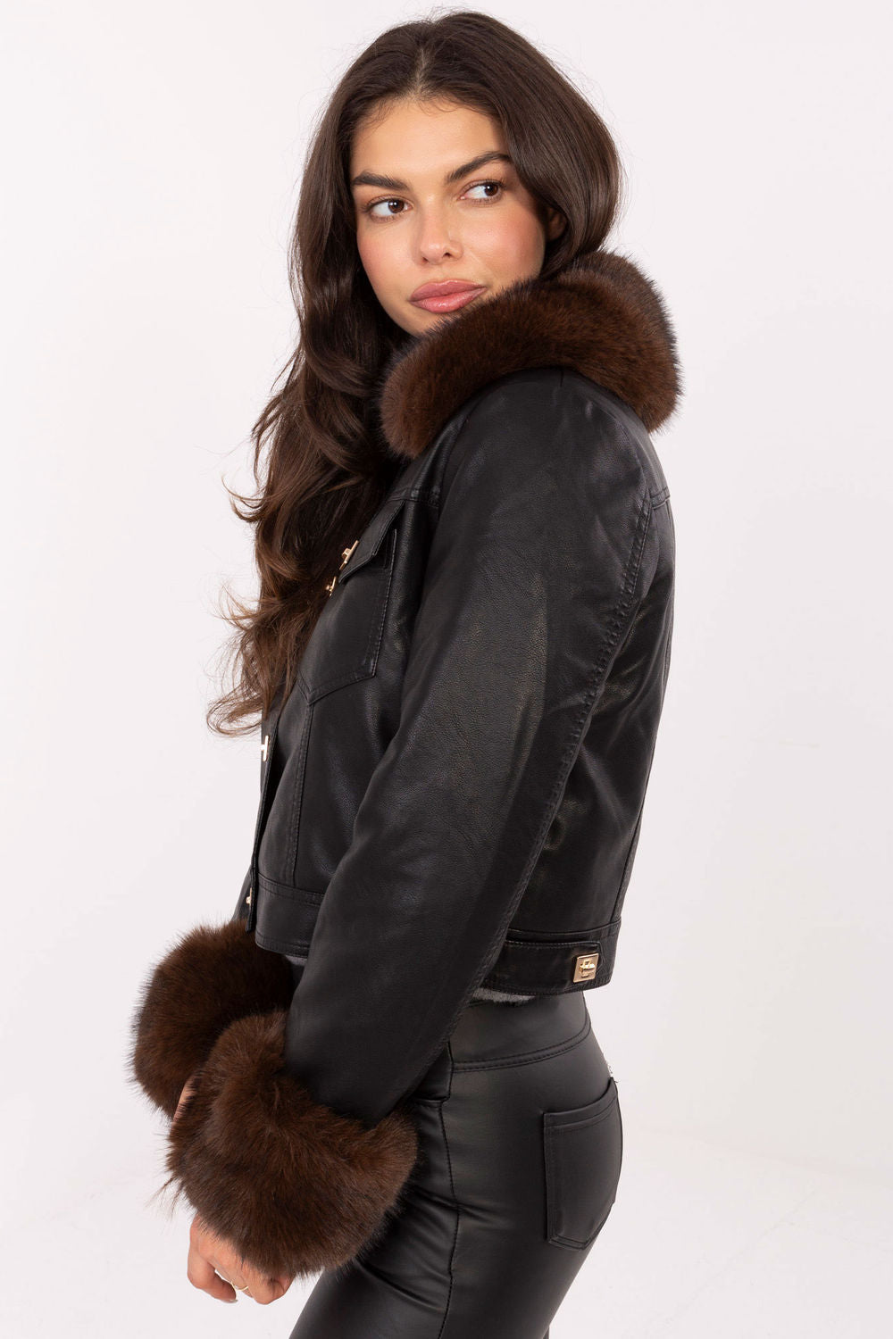 Faux leather coat