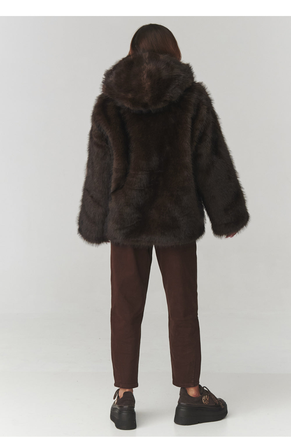 Wrap faux fur coat