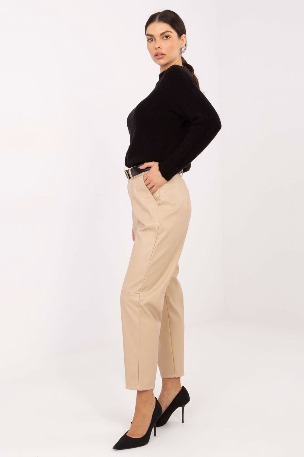 Faux leather trousers