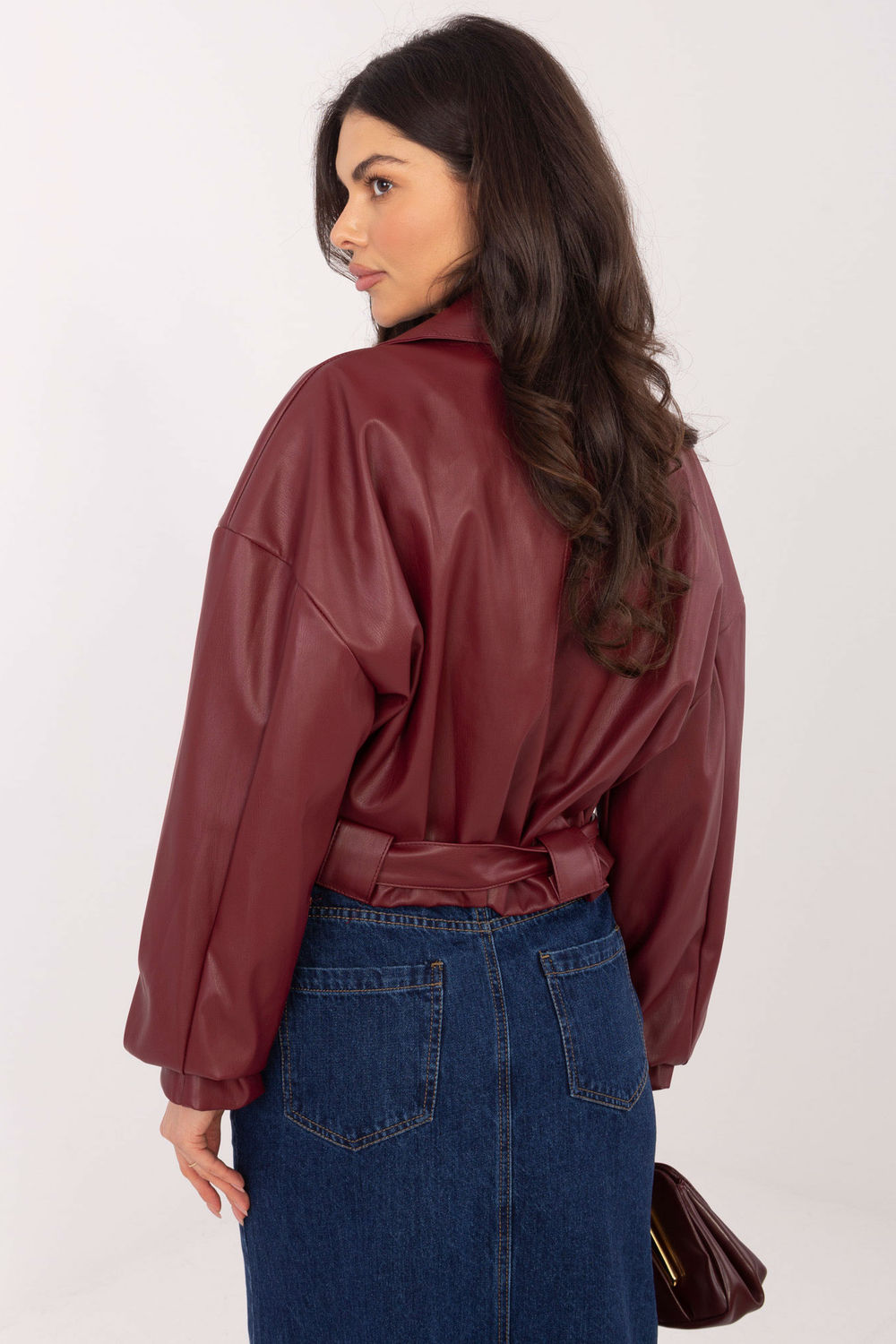 Belted leather coat