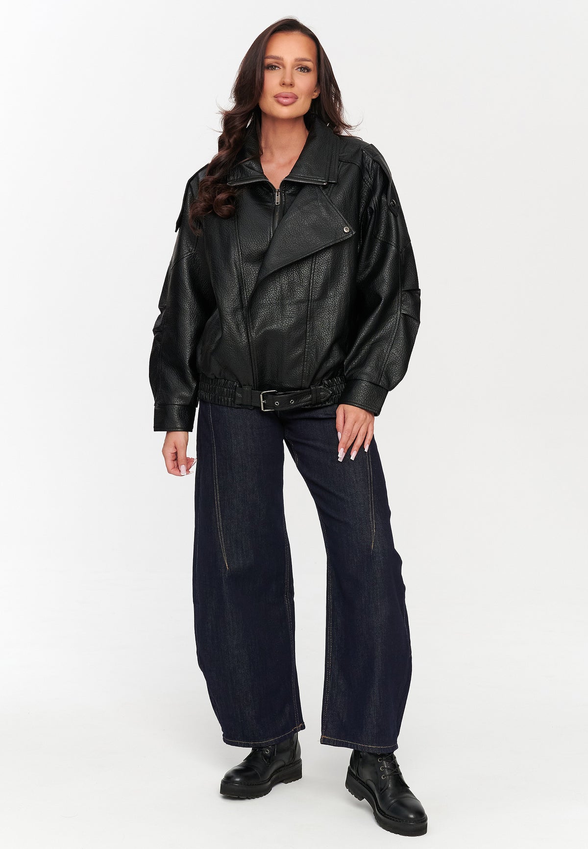 Faux leather coat
