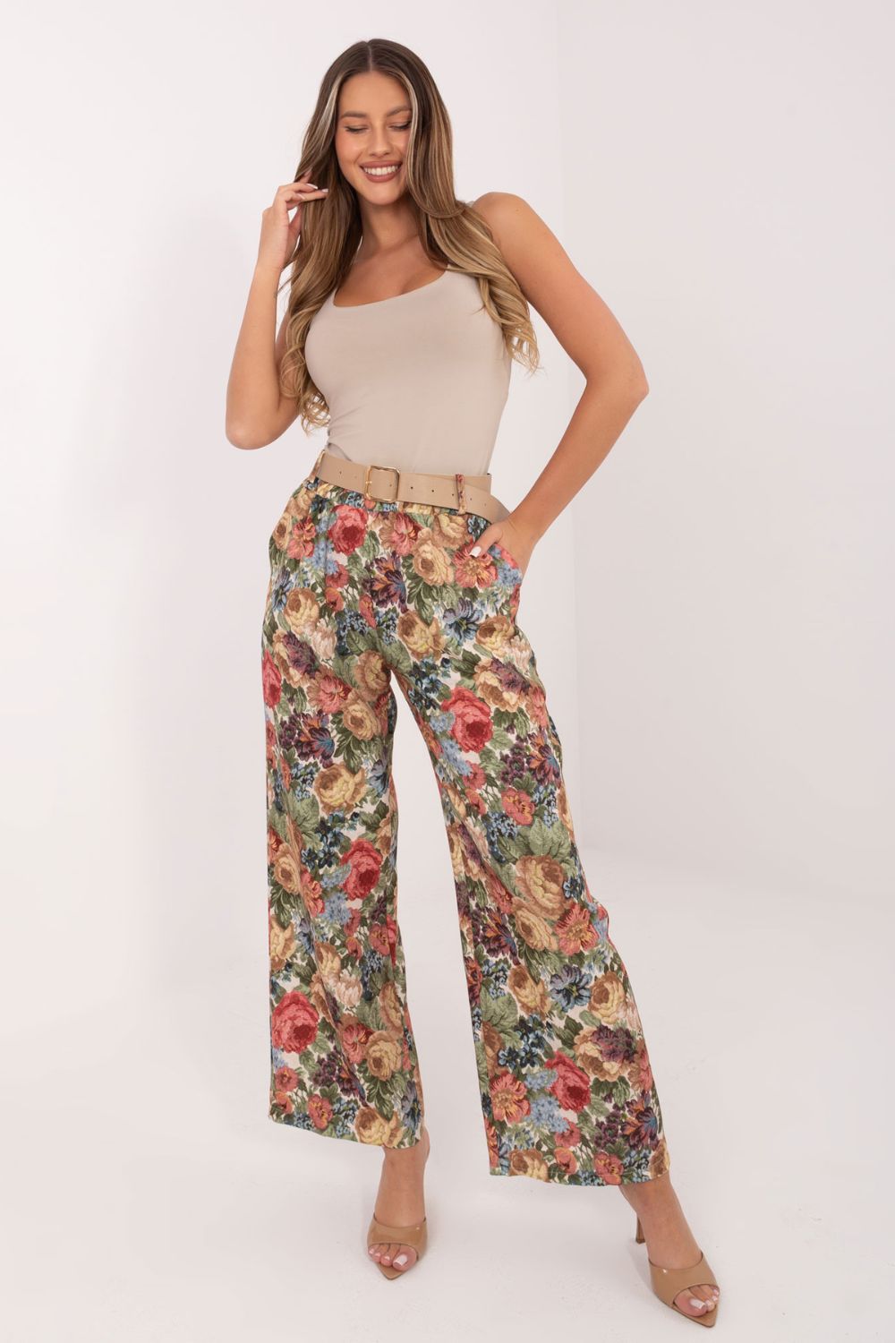 Blue floral trousers