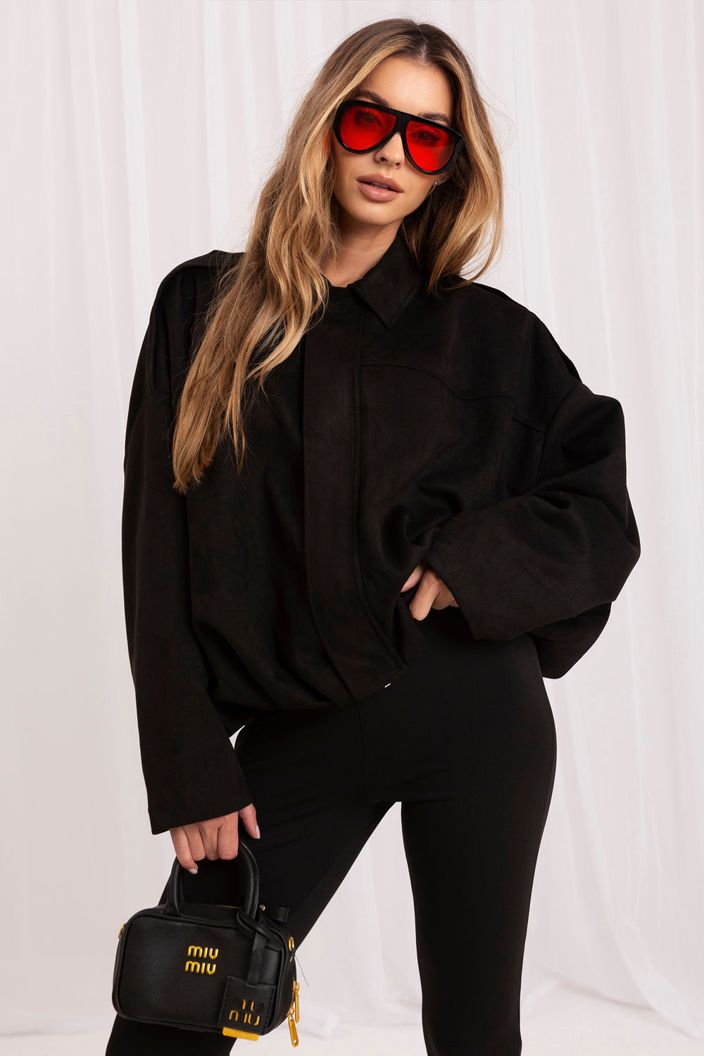 Black suede coat