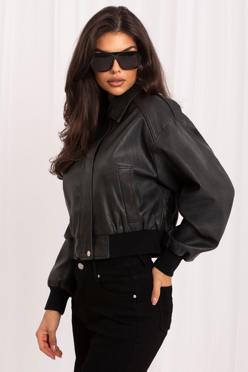 Brown faux leather coat
