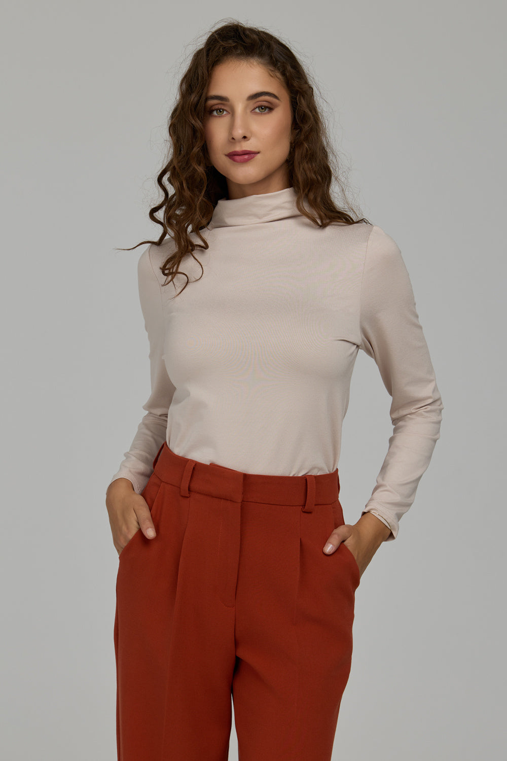 Beige fitted blouse