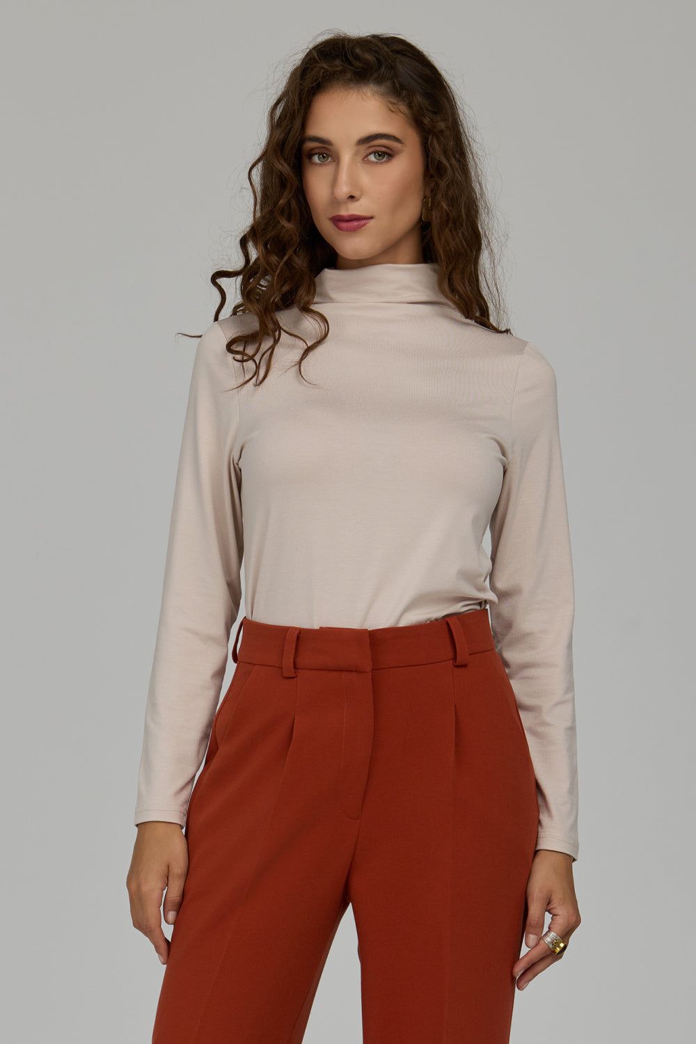 Beige fitted blouse