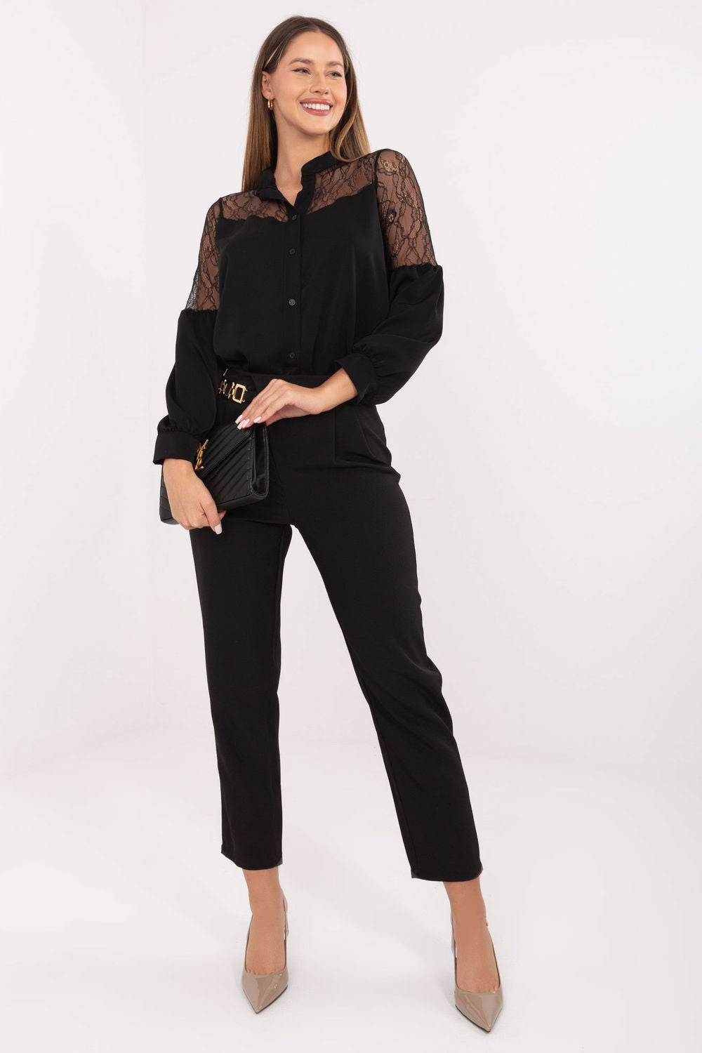 Long-sleeve lace shirt