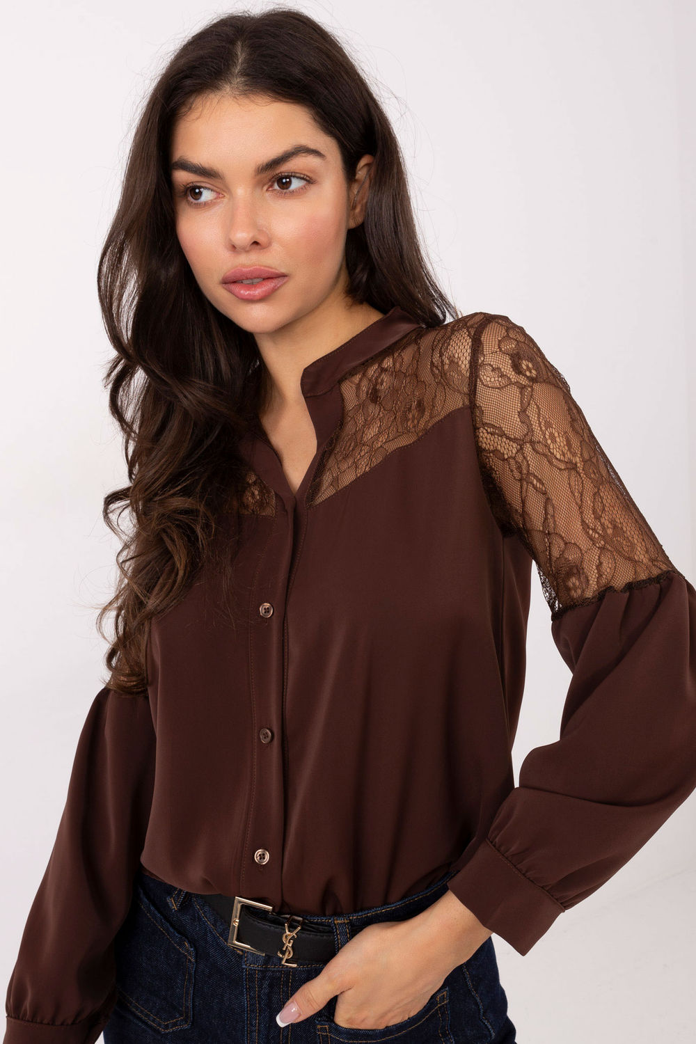 Long-sleeve lace shirt