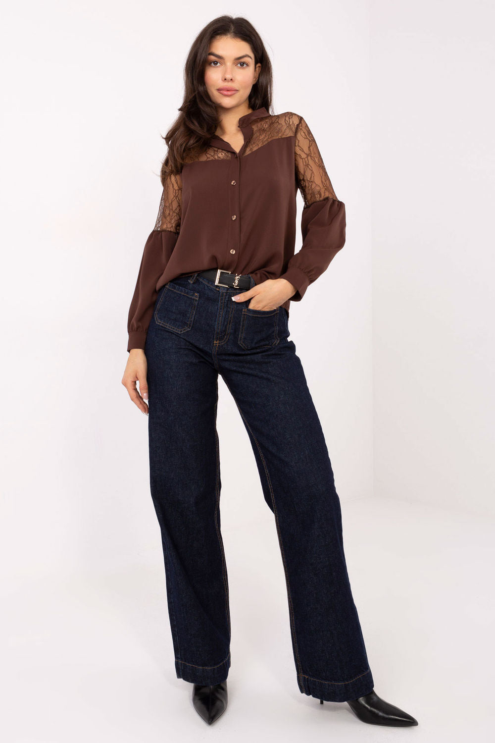 Long-sleeve lace shirt