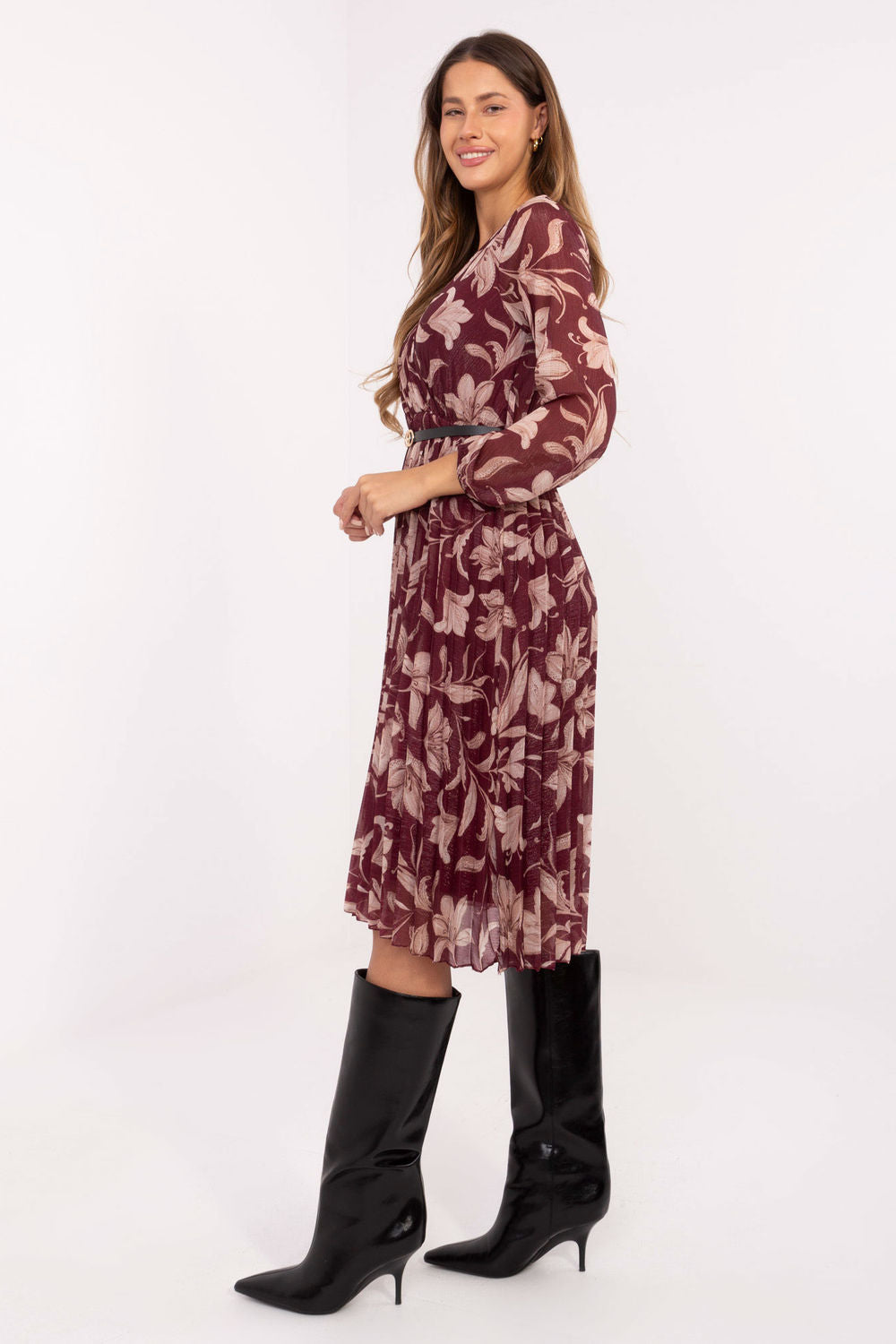 Red pleated dress
