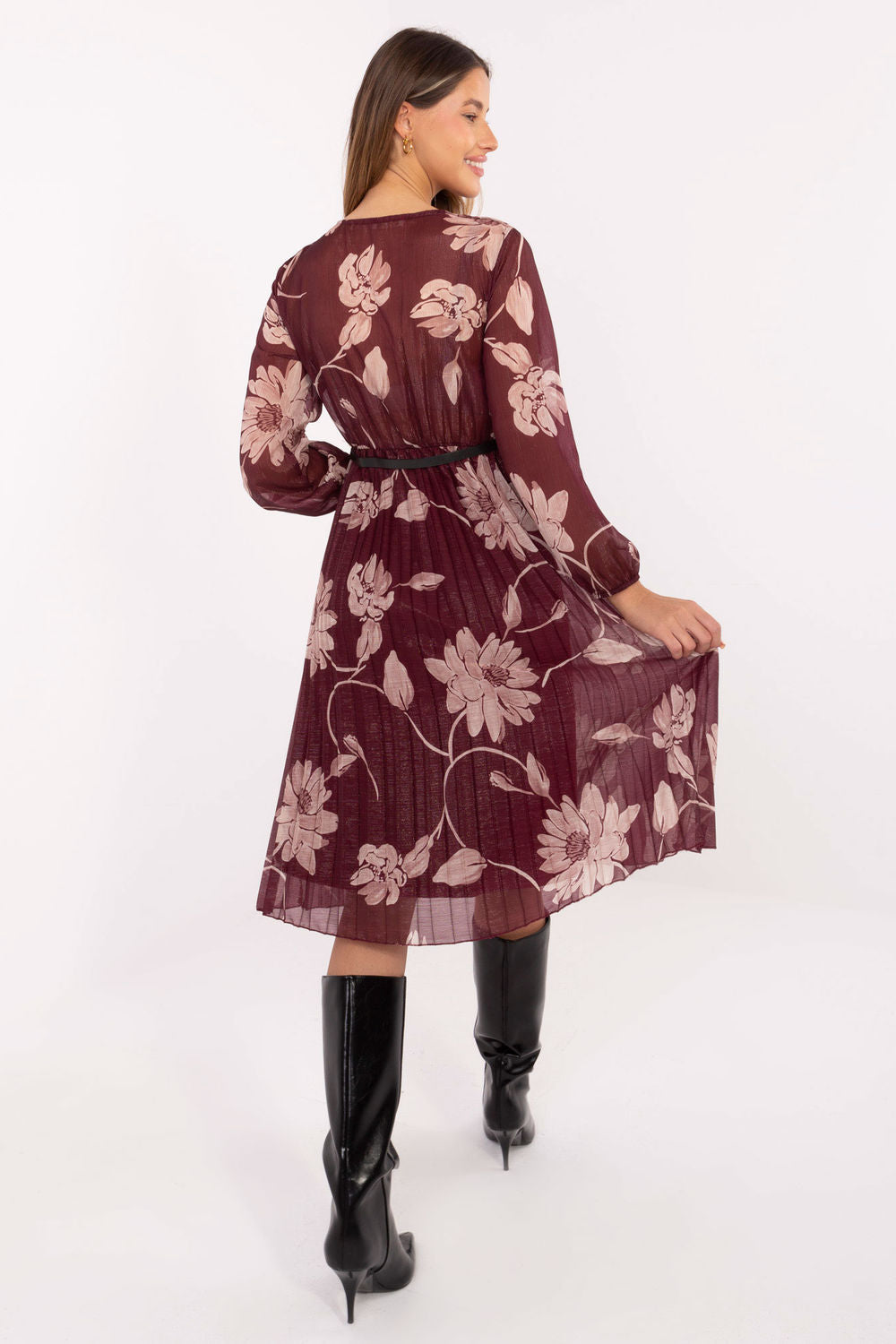 Red pleated dress