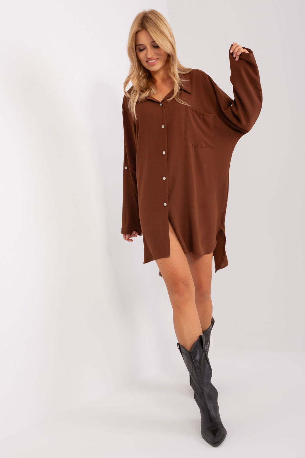 Green asymmetric polyester dress