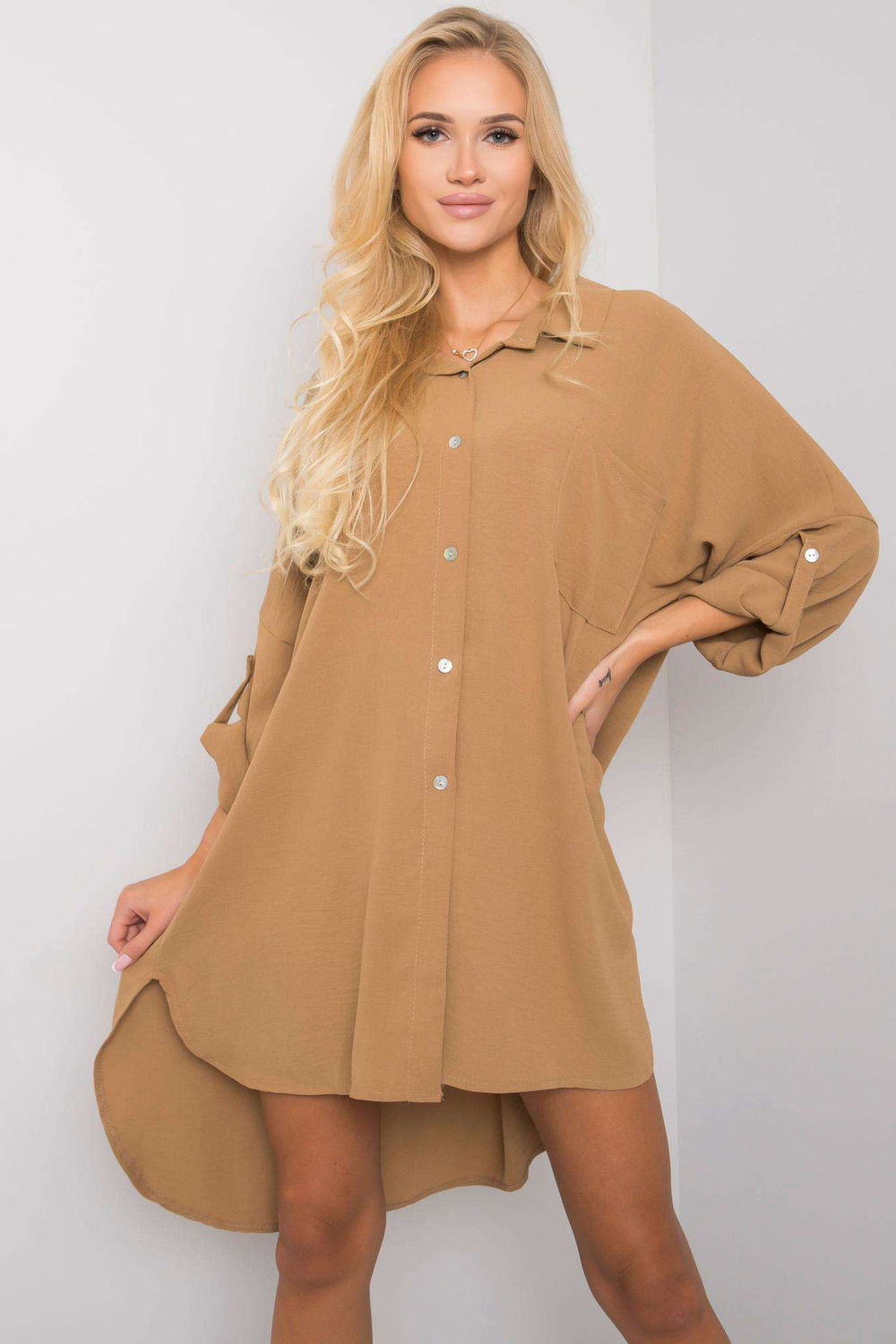 Green asymmetric polyester dress