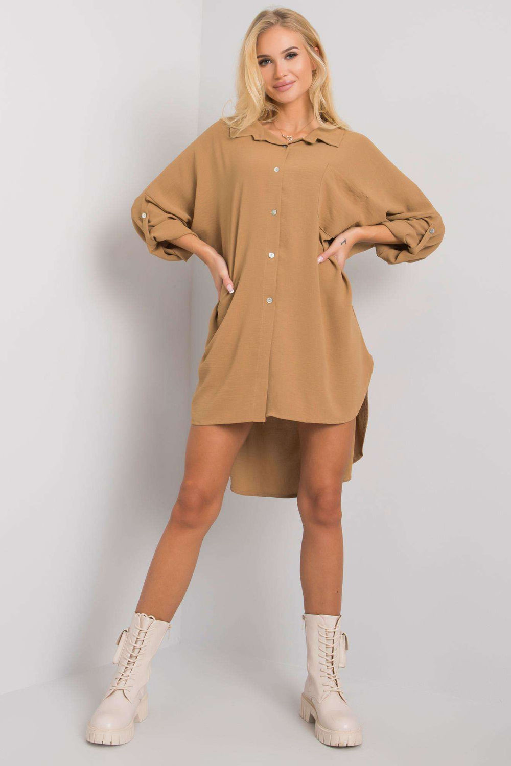 Green asymmetric polyester dress