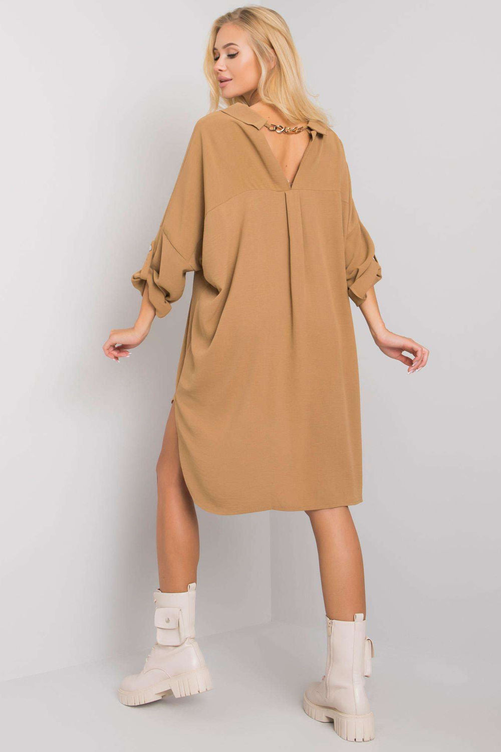 Green asymmetric polyester dress