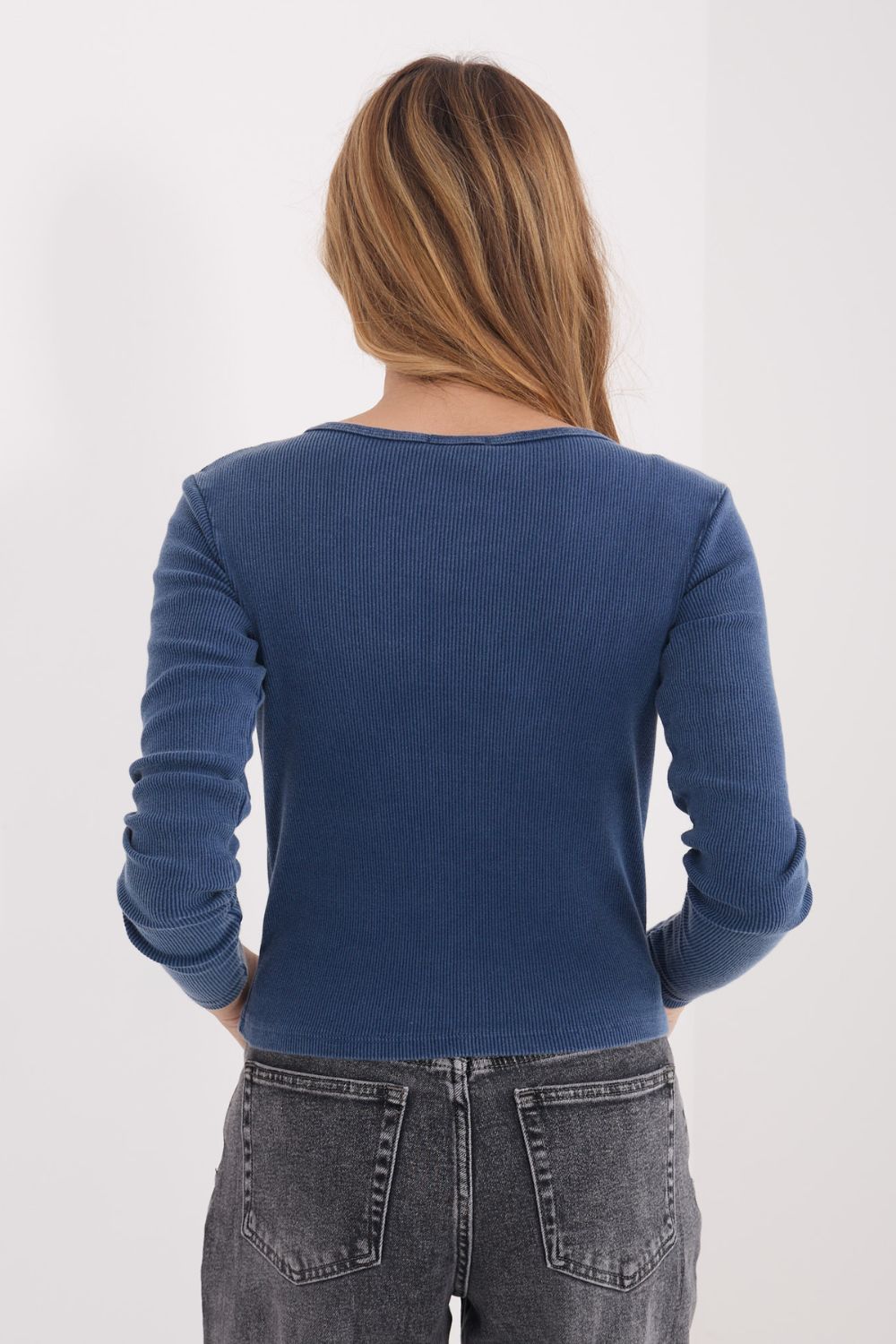 Black fitted ribbed blouse