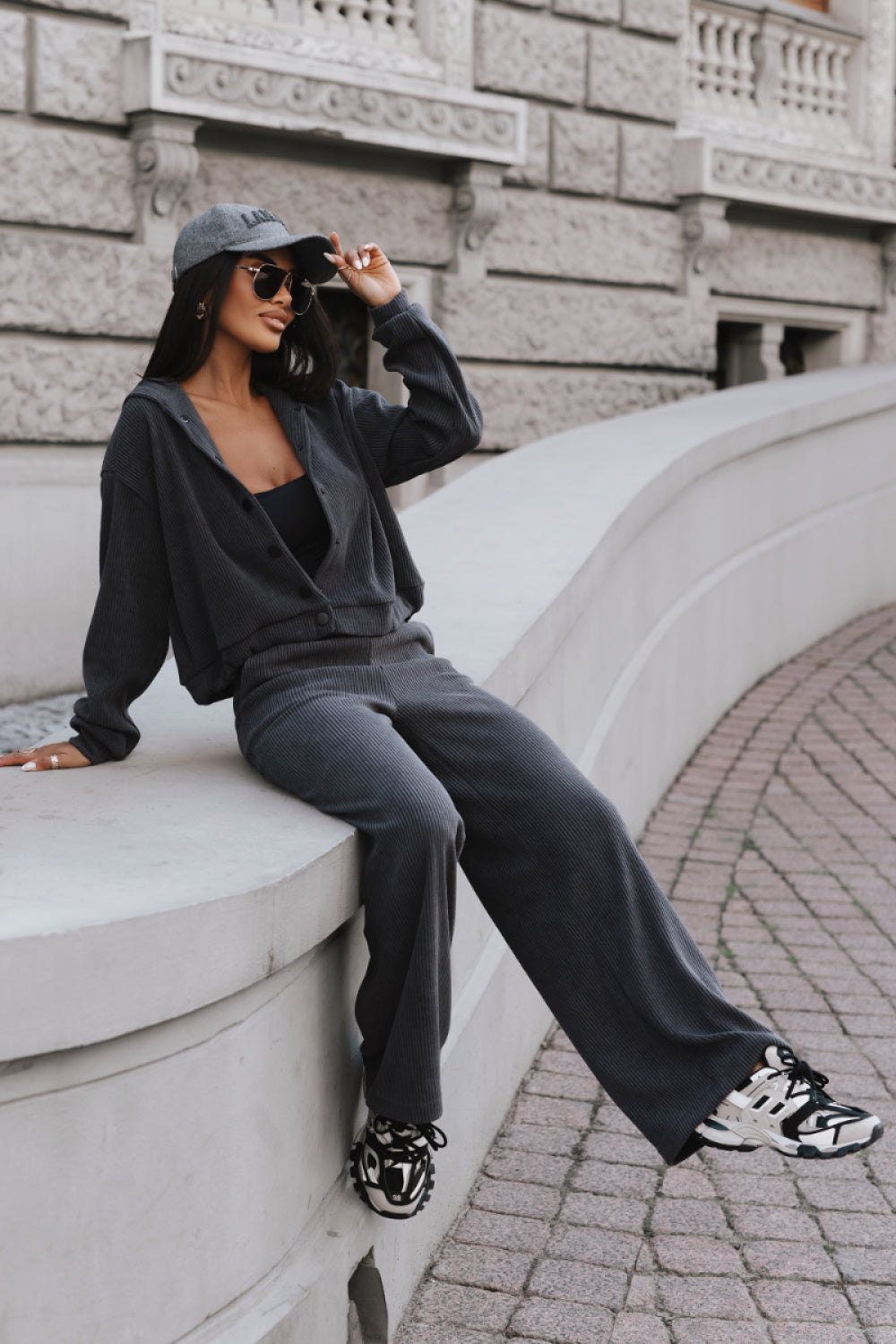 Grey knit trousers
