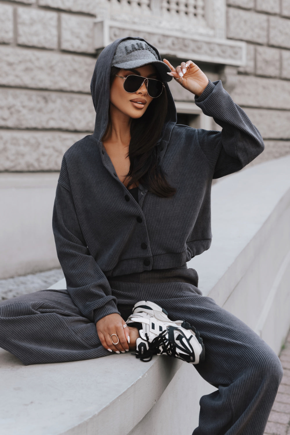 Grey knit trousers