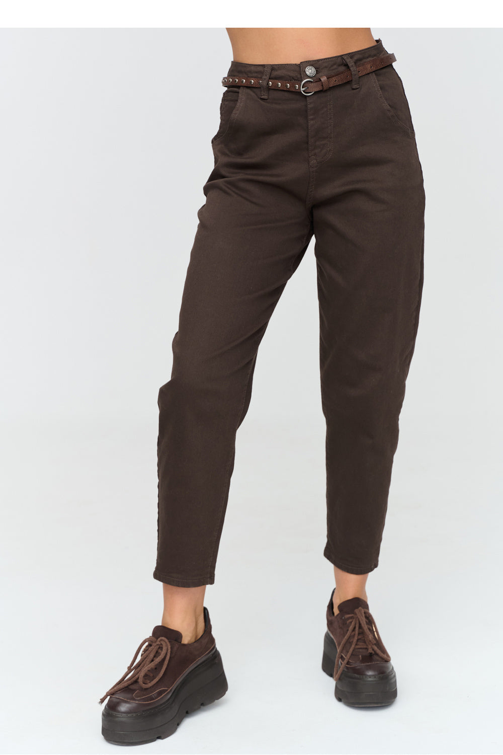 Belted cotton trousers