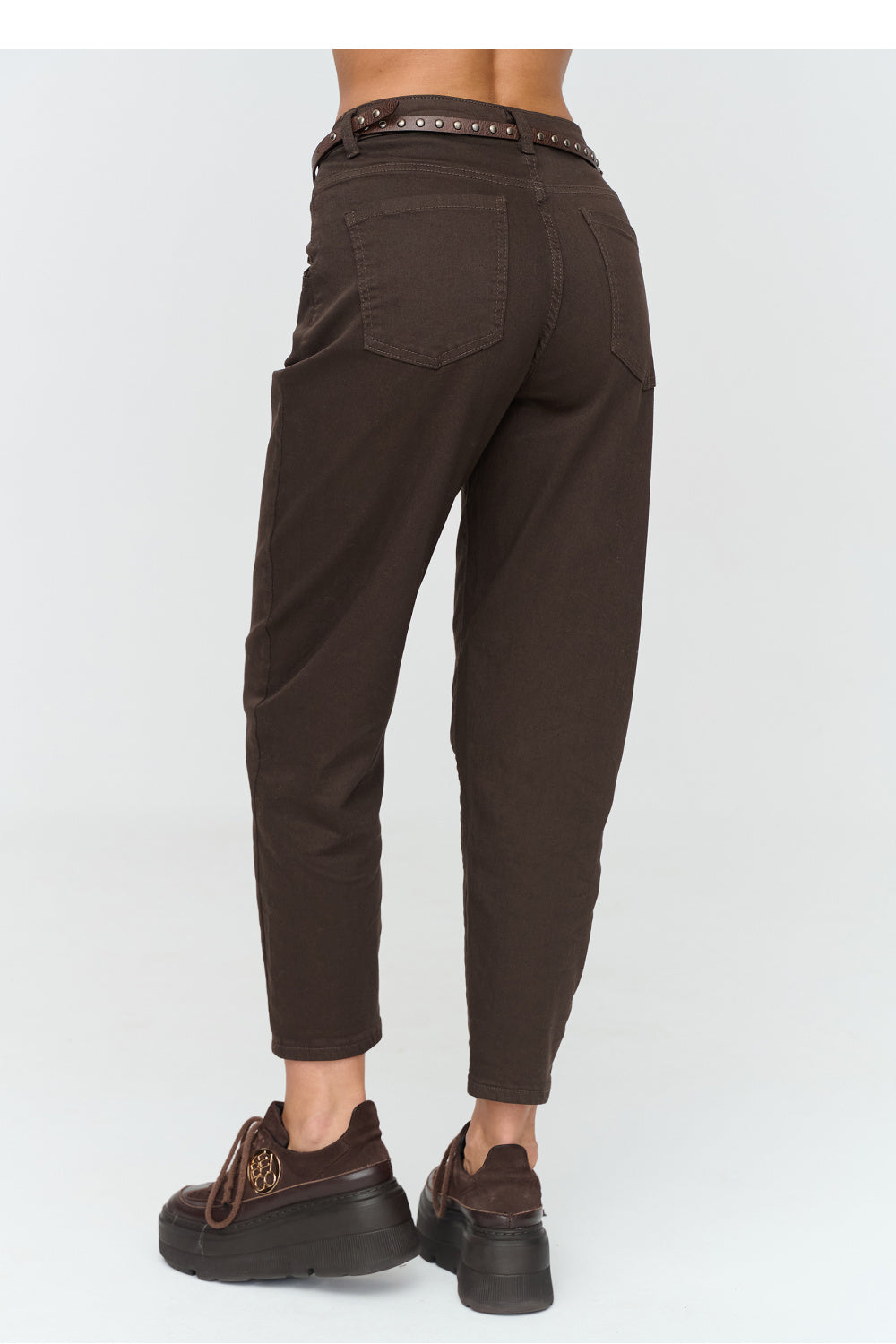 Belted cotton trousers