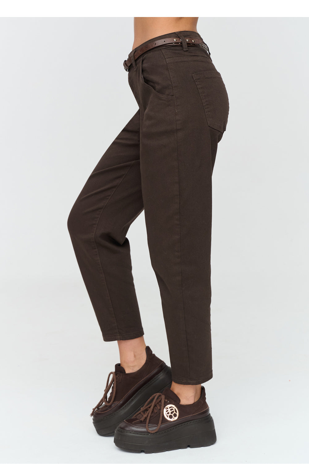 Belted cotton trousers