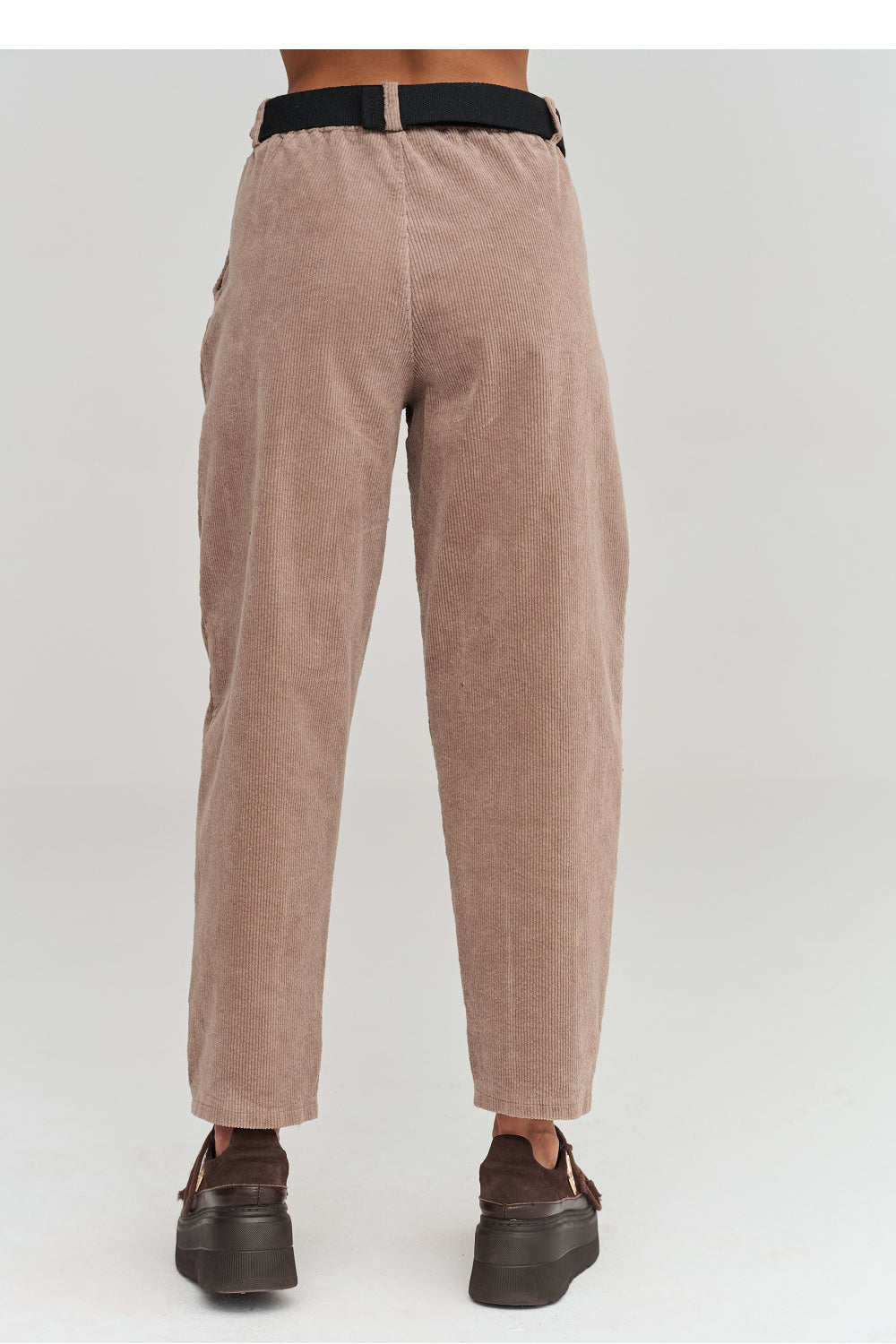 Belted corduroy trousers
