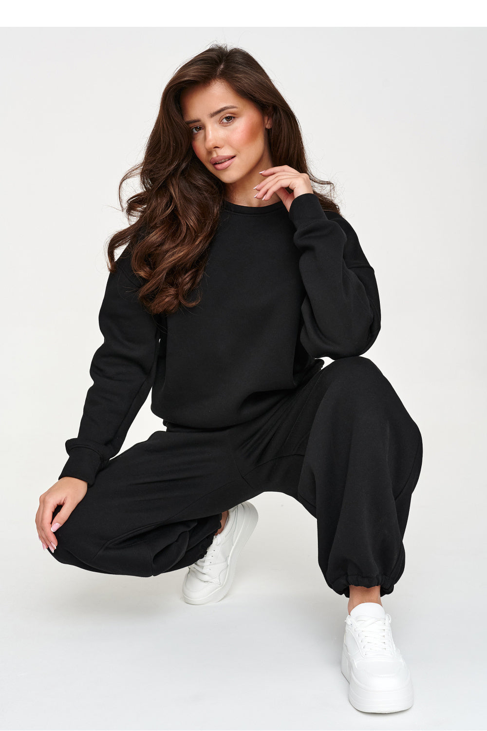 Black wide-leg loose oversized trousers