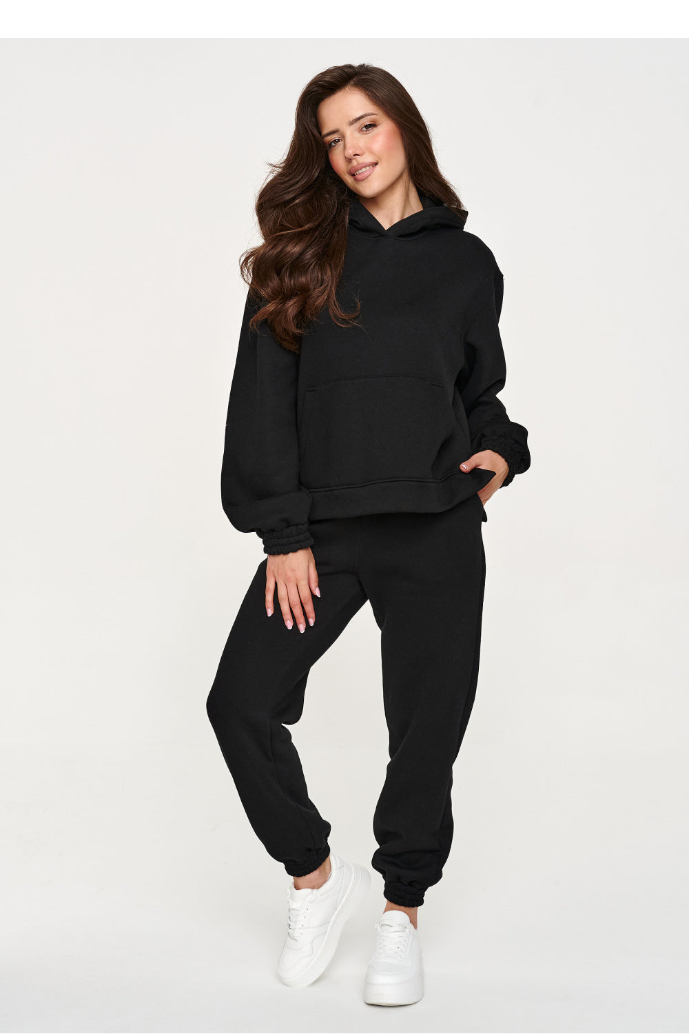 Black loose pocket cotton trousers