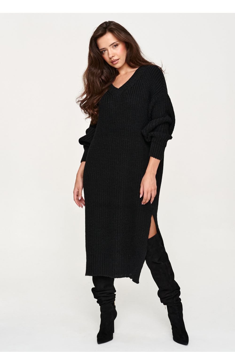 Black oversized knit dress