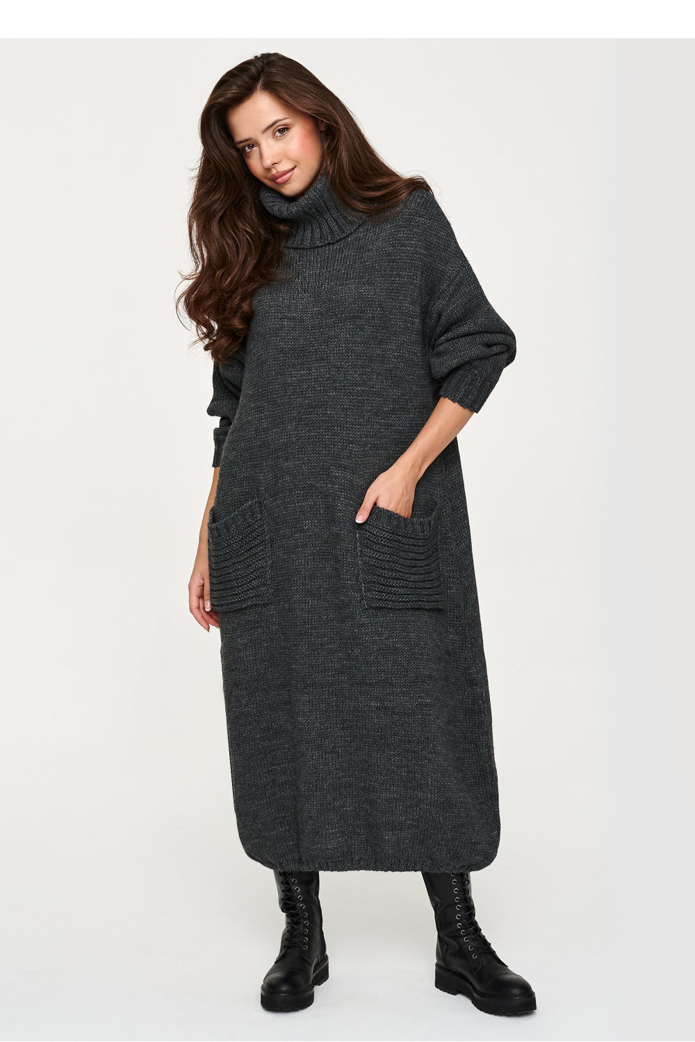 Grey oversized ribbed dress
