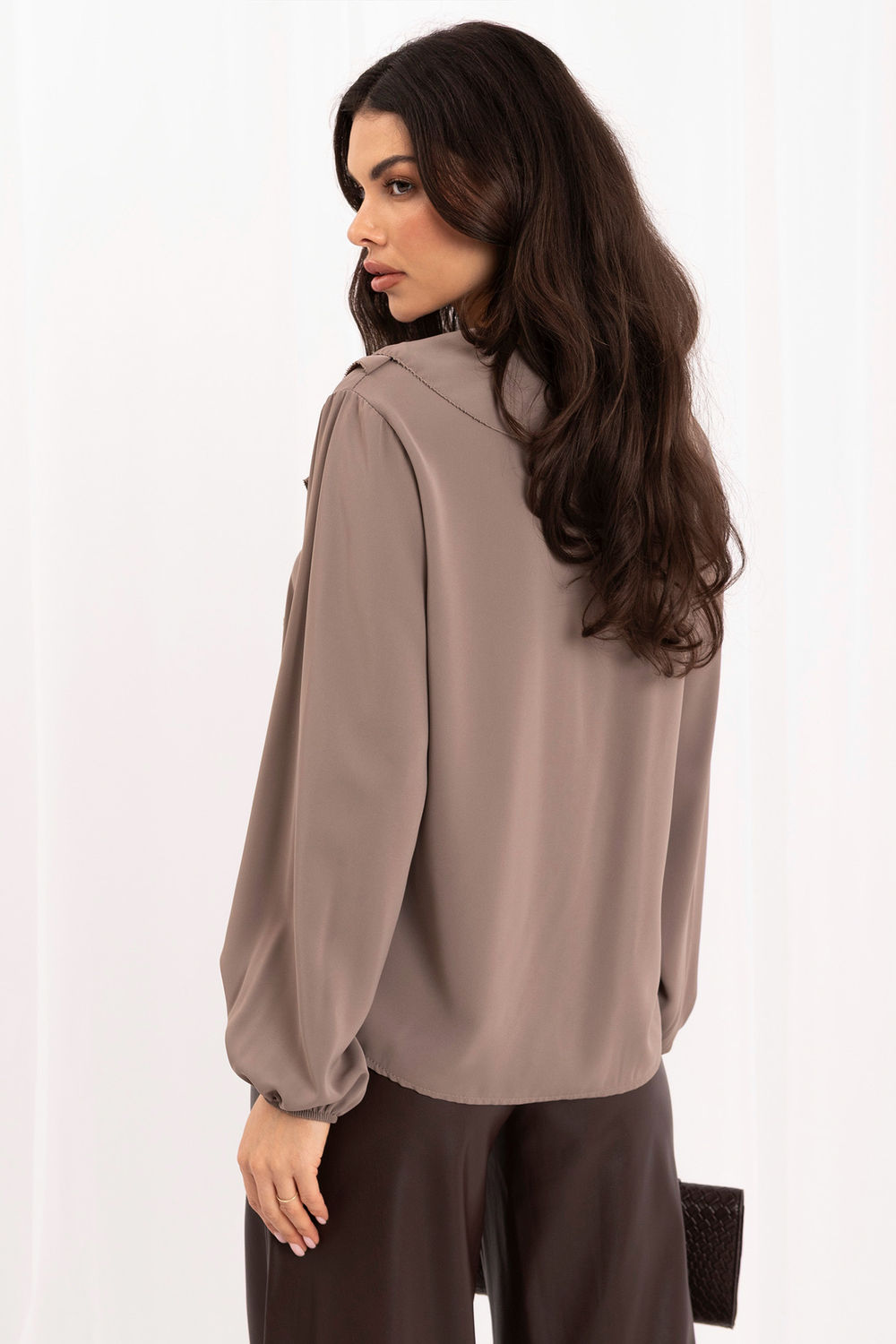 Beige ruffled blouse