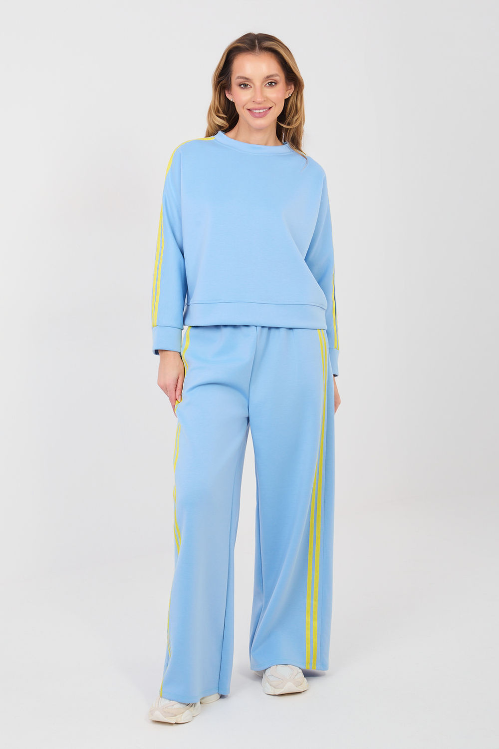 Pink striped wide-leg viscose trousers