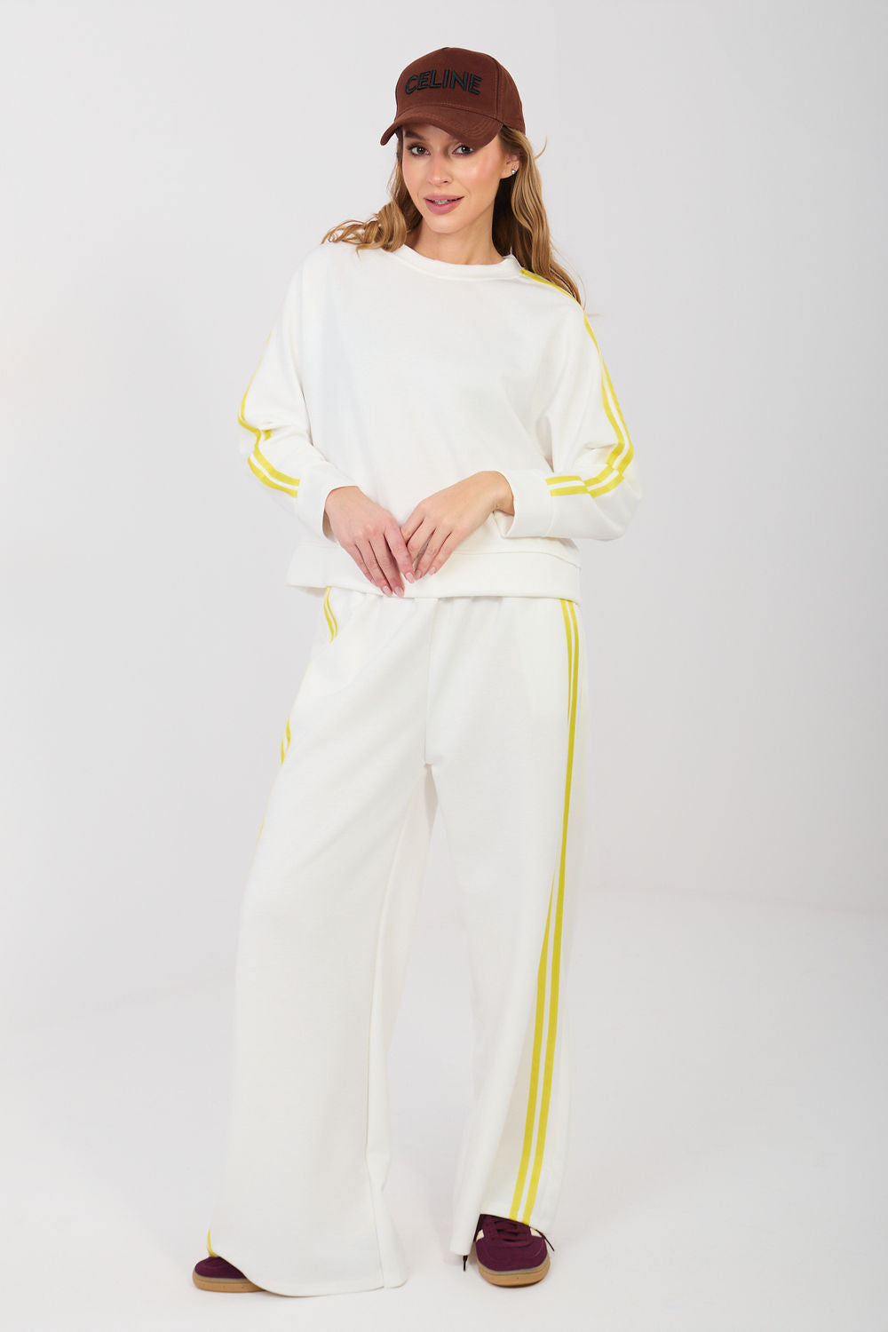 Pink striped wide-leg viscose trousers