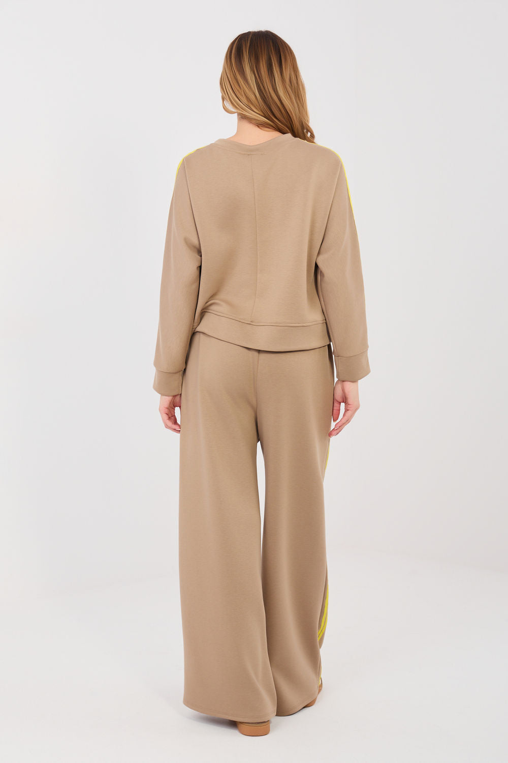 Pink striped wide-leg viscose trousers