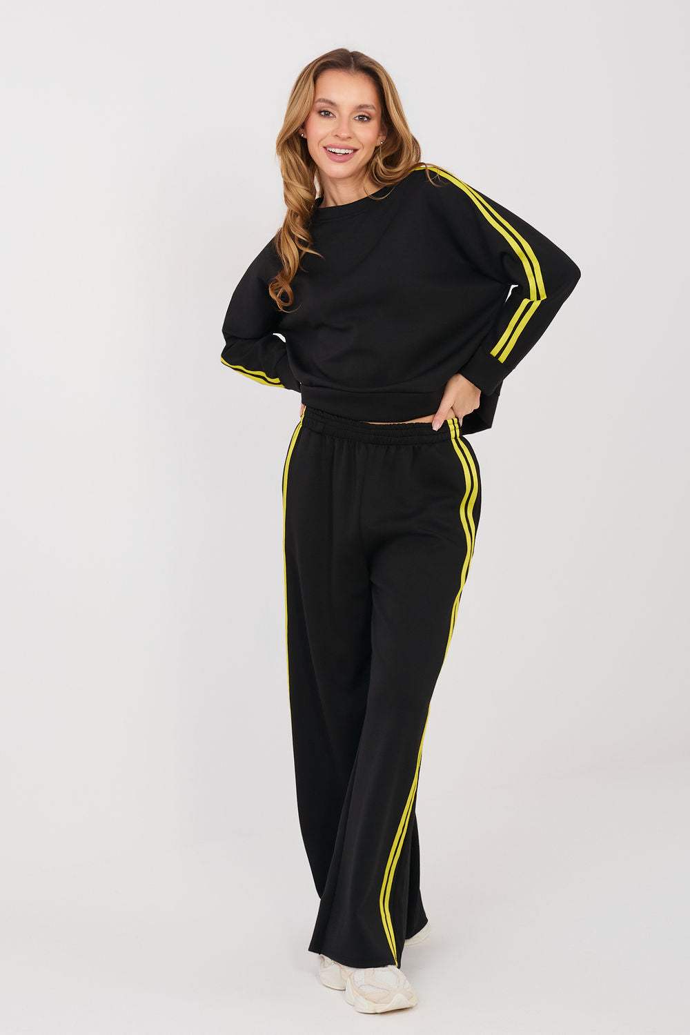 Pink striped wide-leg viscose trousers