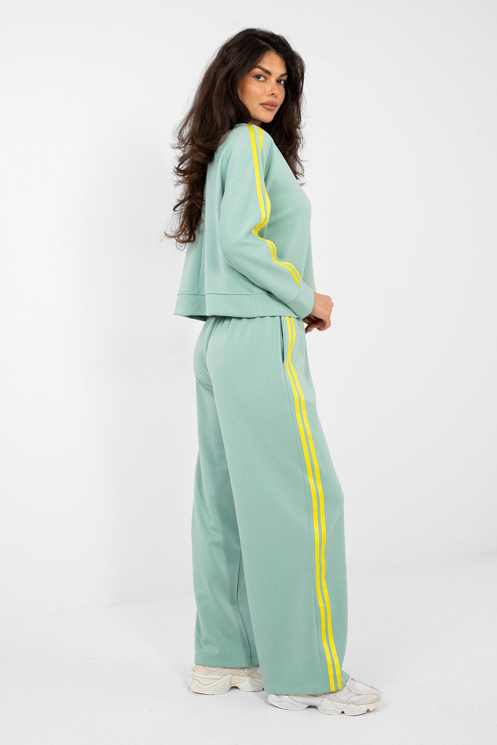 Pink striped wide-leg viscose trousers