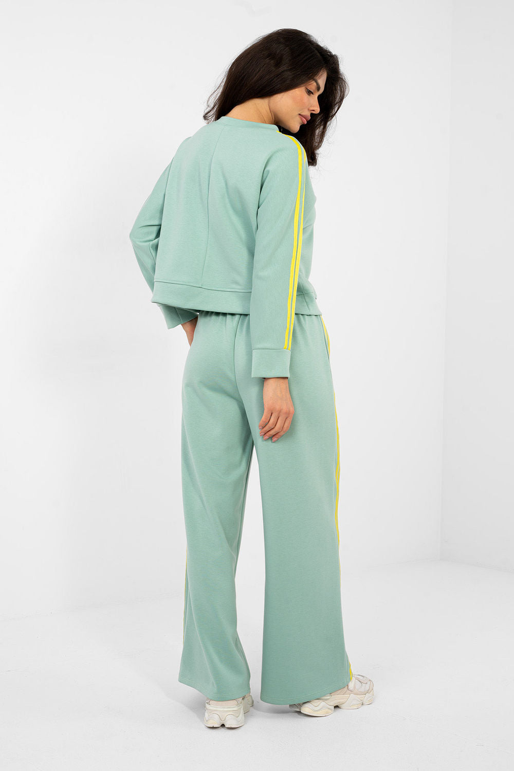 Pink striped wide-leg viscose trousers